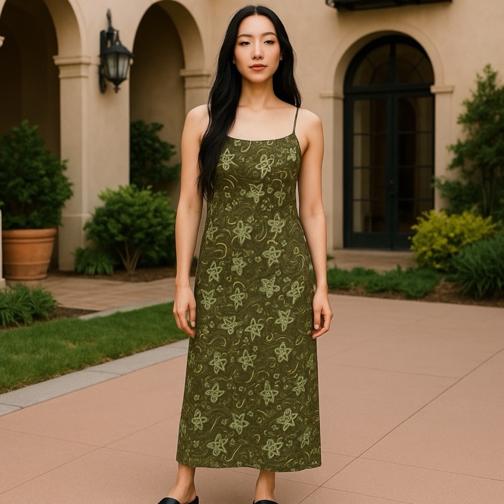 Charlotte Russe Green Floral Maxi Dress